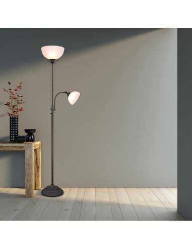 Lámpara de pie metal 2 luces pantalla vidrio COUNTRY IP20 foto ambiente