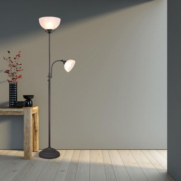 Lámpara de pie metal 2 luces pantalla vidrio COUNTRY IP20 foto ambiente