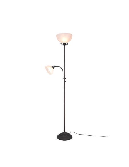 Lámpara de pie metal 2 luces pantalla vidrio COUNTRY IP20 | LeonLeds
