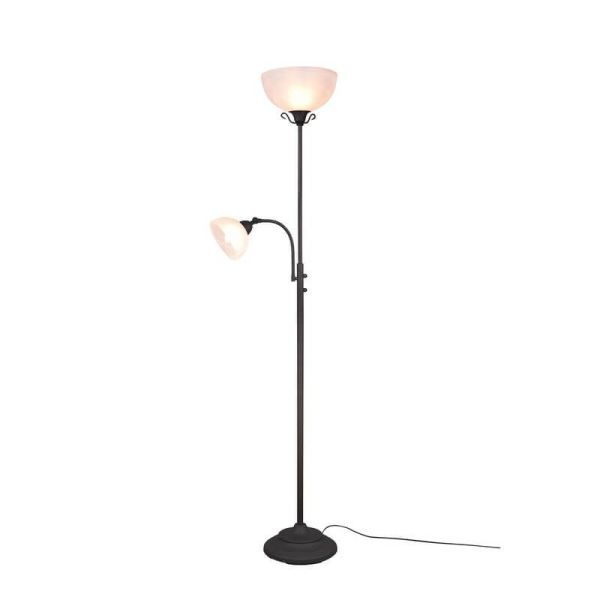 Lámpara de pie metal 2 luces pantalla vidrio COUNTRY IP20 | LeonLeds