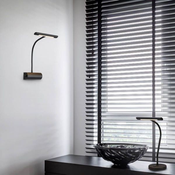 Aplique de pared LED metal CURTIS flexible 1x4W 3000K IP20 foto ambiente