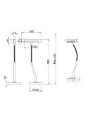 Lámpara de mesa LED metal CURTIS flexible 1x4W 3000K IP20 medidas producto
