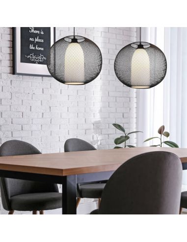 Plafonnier grille, hauteur réglable FILO métal et verre IP20 combinaison de 2 lampes