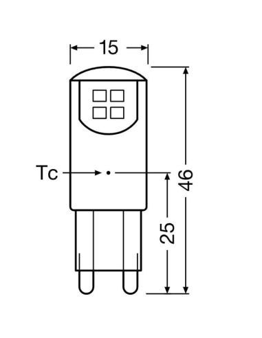 Dimensões Lâmpada LED G9 1.9W Substituição 20W Classe de Desempenho PIN Especial CL 20 não Dim | LeonLeds