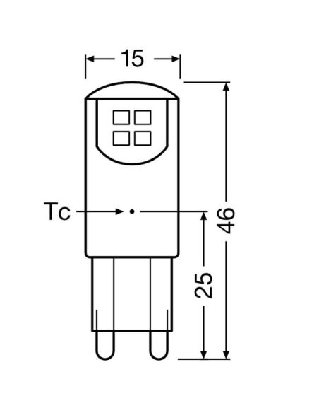 Dimensiones Bombilla LED G9 1,9W Reemplazo 20W Performance Class Special PIN CL 20 non-Dim | LeonLeds