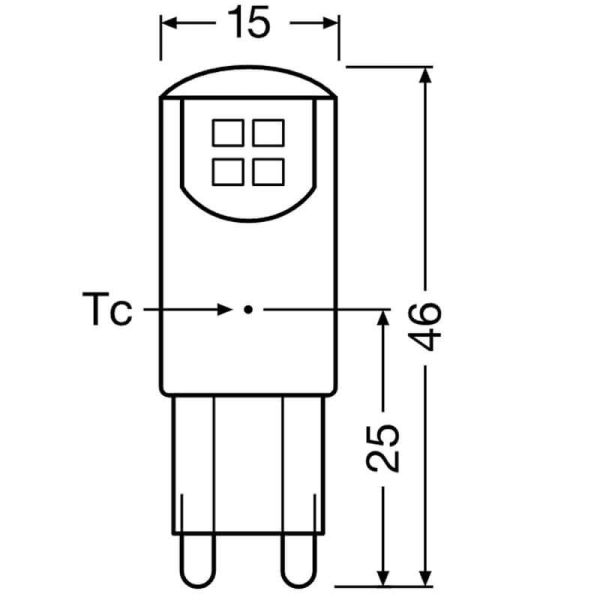 Dimensões Lâmpada LED G9 1.9W Substituição 20W Classe de Desempenho PIN Especial CL 20 não Dim | LeonLeds