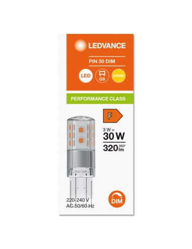 Bombilla LED G9 Regulable 3W Reemplazo 30W Performance Class Special PIN CL 30 DIM LedVance | LeonLEDS