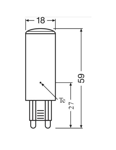 Dimensiones Bombilla LED G9 Regulable muy potente 4W Reemplazo 40W 470Lm Performance Class Special CL50 Dim | LeonLeds