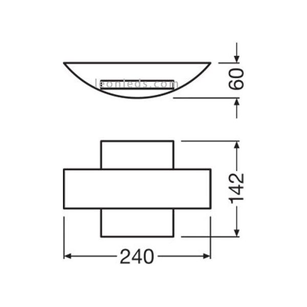 Dimensions Applique murale d'extérieur LED moderne 11W 3000K 410Lm Endura Style Shield SQ LedVance | LéonLeds