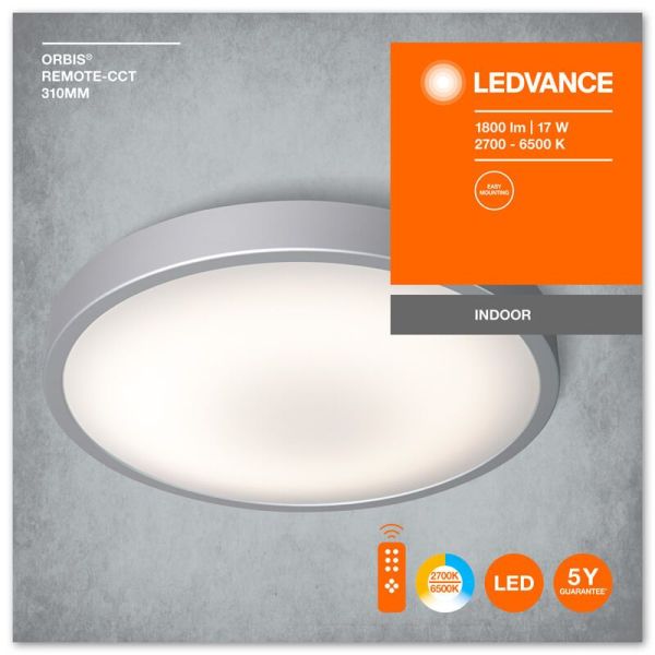 Plafón LED 15W color de luz regulable mediante interruptor Click CCT Orbis 31Cm 4058075651739 | LeonLeds