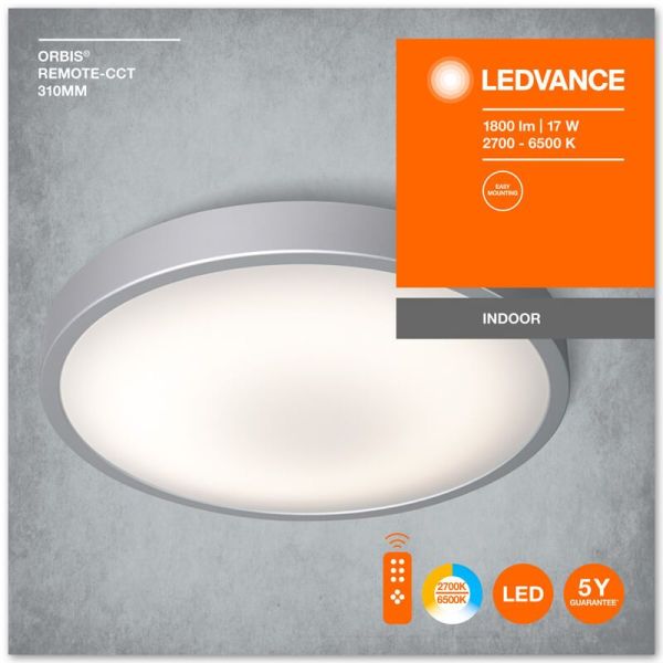Plafonnier LED avec télécommande 17W Orbis Remote CCT 1000Lm 4058075651715 | LéonLeds