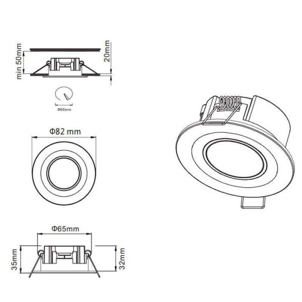 Downlight empotrable LED Core blanco 5W 3000K medidas producto