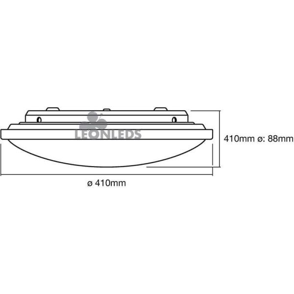 Dimensões Plafon Circular Led 24W 3000Lm Orbis CCT Click Sombra Ajustável 827-860 41Cm | LeonLeds Iluminação