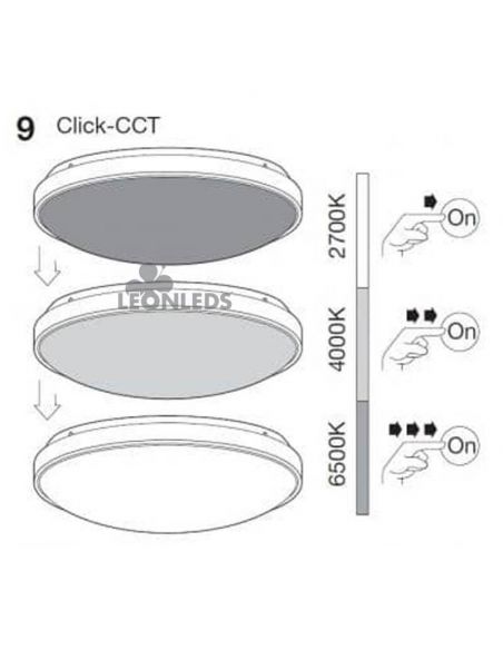 Plafón Led circular 24W 3000Lm Orbis CCT Click Tonalidad Regulable 827-860 41Cm | LeonLeds