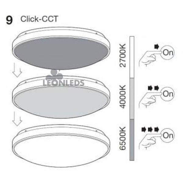 Plafón Led circular 24W 3000Lm Orbis CCT Click Tonalidad Regulable 827-860 41Cm | LeonLeds