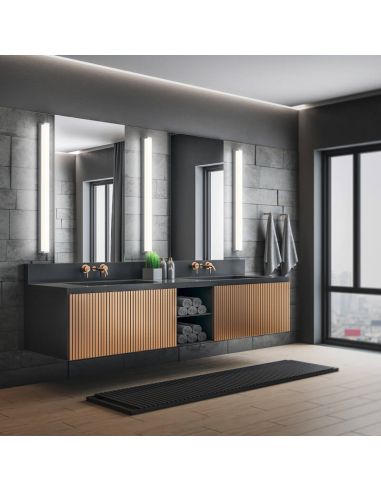 FABIO applique LED 22W noir mat IP44 3000K photo d'ambiance