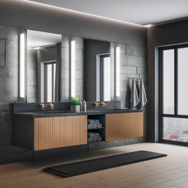 FABIO applique LED 22W noir mat IP44 3000K photo d'ambiance
