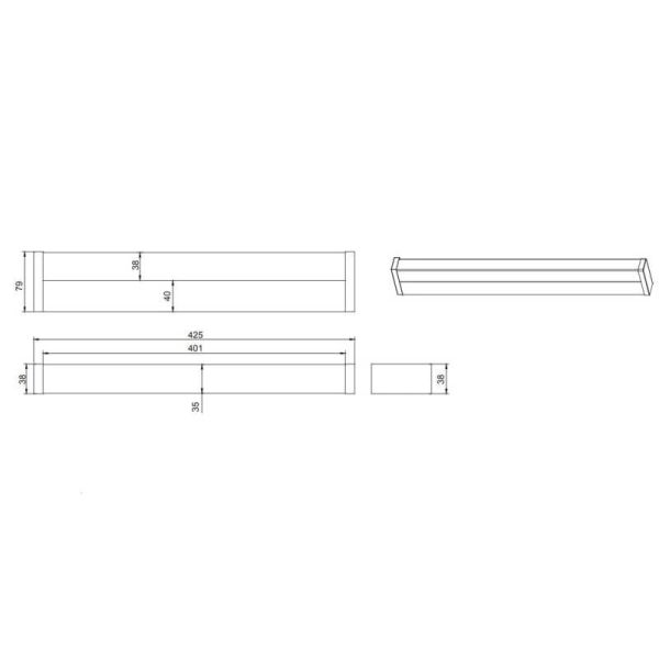 Applique LED FABIO 6,5W chromée IP44 3000K mesures du produit