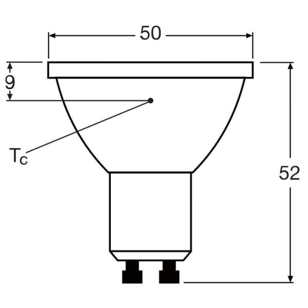 Dimensiones Bombilla LED GU10 Regulable 3,4W Reemplazo 35W 36º CRI97 230Lm Superior Class Spot GL 35 LedVance