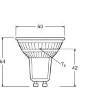 Medidas Bombilla LED GU10 Regulable 4,5W Reemplazo 50W 36º 350Lm Performance Class Spot GL50 DIM | LeonLeds