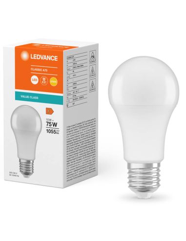 Bombilla Led A60 E27 10W Reemplazo 75W 1055Lm Value Classic A 75 Frosted | LeonLeds
