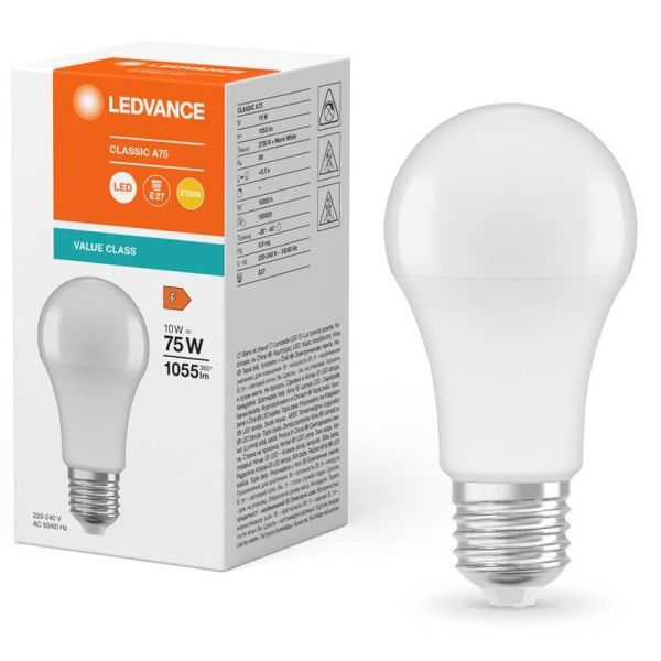 Ampoule Led A60 E27 10W Remplacement 75W 1055Lm Valeur Classique A 75 Dépolie | LéonLeds