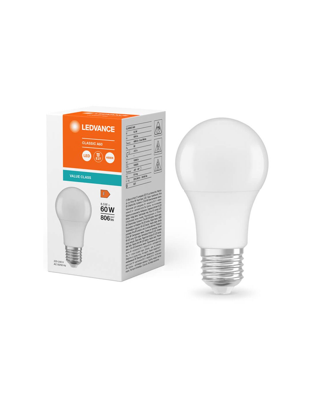 Ampoule LED Ledvance Value Class E27 A60 8,5 W