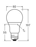 Dimensiones Bombilla Led E27 A60 8,5W Reemplazo 60W 806Lm Value Class Classic A 60 FR | LeonLeds