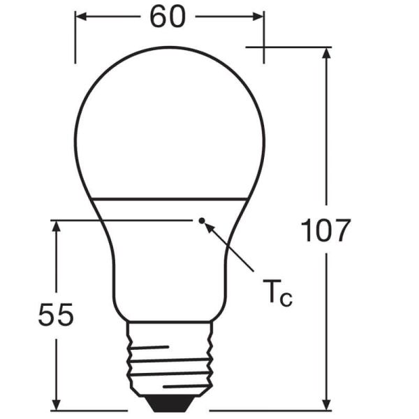 Dimensiones Bombilla Led E27 A60 8,5W Reemplazo 60W 806Lm Value Class Classic A 60 FR | LeonLeds