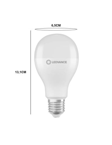 Bombilla LED A65 muy potente 19W Reemplazo 150W 2.452Lm Performance Classic A150 FR 2.700K Medidas