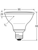 Dimensiones Bombilla LED PAR30 Regulable 10W Reemplazo 75W 36º Performance Class Spor PAR38 GL 75 | LeonLeds