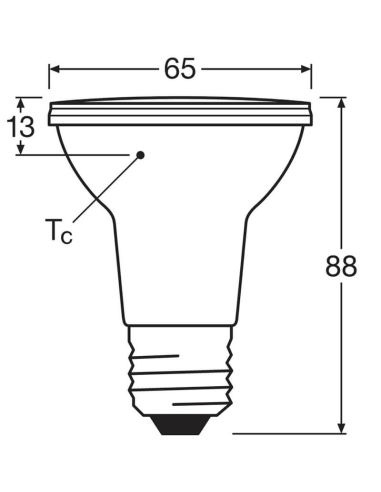 Dimensiones Bombilla LED PAR20 Regulable 6,4W Reemplazo 50W 36º Performance Class Spor PAR20 GL 50 LedVance | LeonLEDS