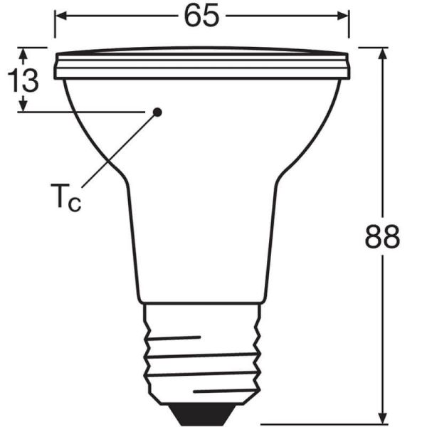 Dimensiones Bombilla LED PAR20 Regulable 6,4W Reemplazo 50W 36º Performance Class Spor PAR20 GL 50 LedVance | LeonLEDS