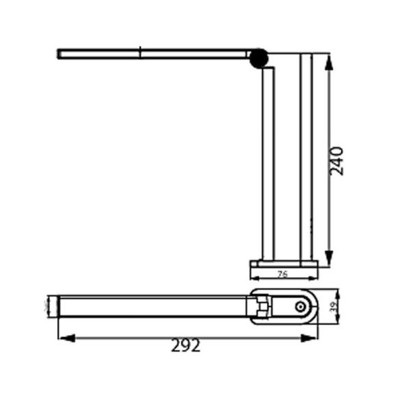 Lampe de table LED portable AMBER 5W USB 4000K mesures noir et blanc