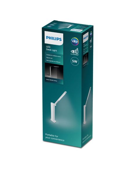 Flexo de mesa LED portable AMBER 5W USB 4000K blanco caja