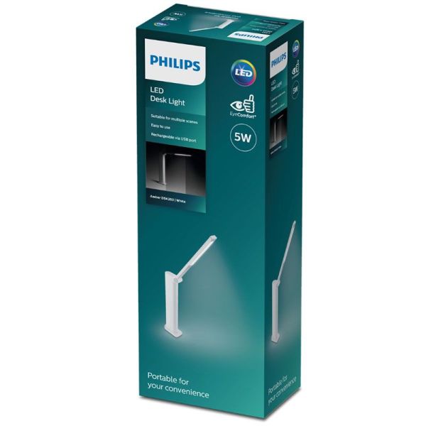 Candeeiro de mesa portátil LED AMBER 5W USB 4000K caixa branca