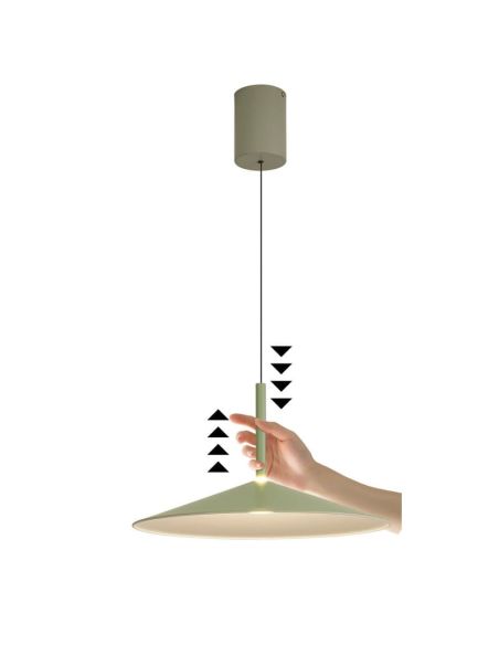 Lámpara Colgante campana 1 Luz CALICE 16W 3000K verde regulable en altura