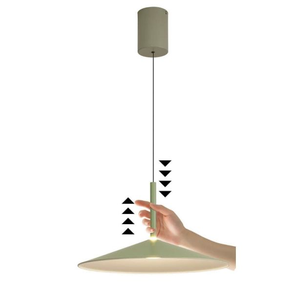 Lámpara Colgante campana 1 Luz CALICE 16W 3000K verde regulable en altura