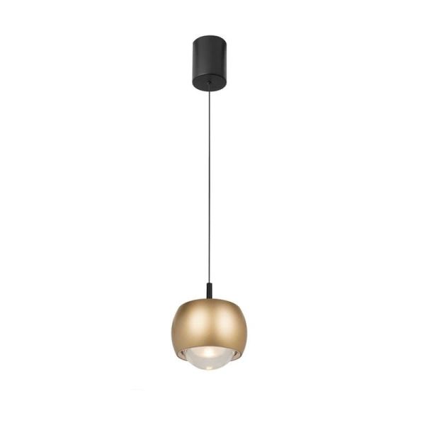 Luminária pendente 1 luz ROLLER 12W 3000K café/ouro
