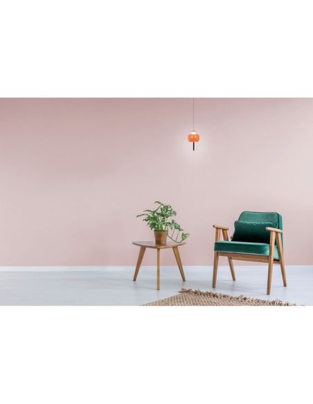 Lámpara Colgante 1 Luz hacia arriba ROLLER 12W 3000K café/cromo/naranja ambiente