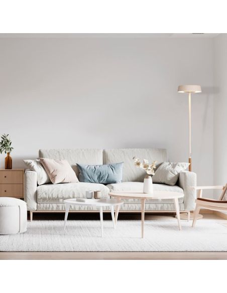 NOA II Candeeiro de pé para sala 15+15W regulável 3000K branco/preto/branco-atmosfera de madeira