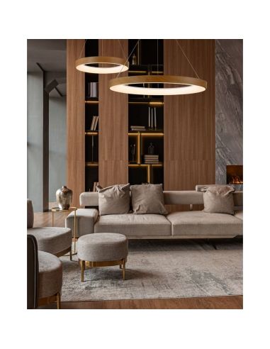 Lampe à suspension LED Niseko II avec télécommande, bois, dimmable Ø 90-65-50-38 cm d'ambiance