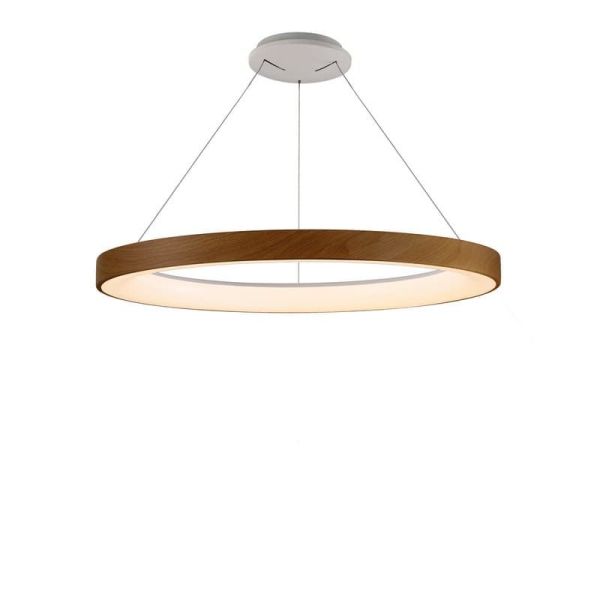 Luminária pendente LED Niseko II com controle remoto, madeira, regulável Ø 90-65-50-38 cm