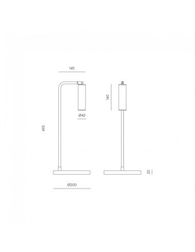 Lámpara de sobremesa LED TURA regulable, acero y mármol medidas producto