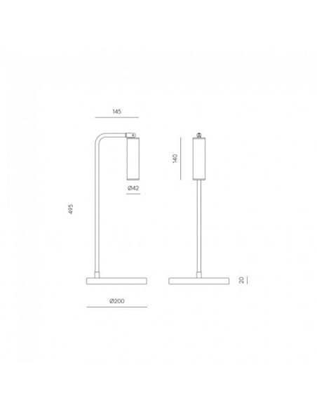 Lampe de table LED TURA à intensité variable, mesures du produit en acier et marbre
