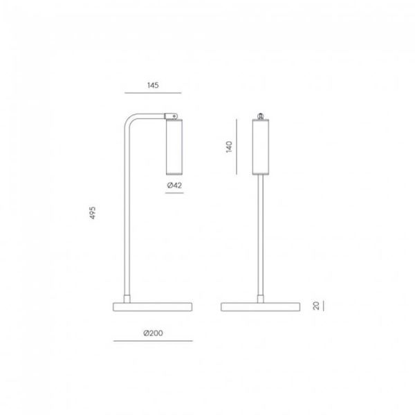 Lampe de table LED TURA à intensité variable, mesures du produit en acier et marbre