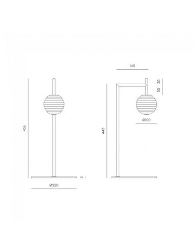 Lámpara sobremesa LED DOUL regulable acabado vidrio y metal oro medidas producto