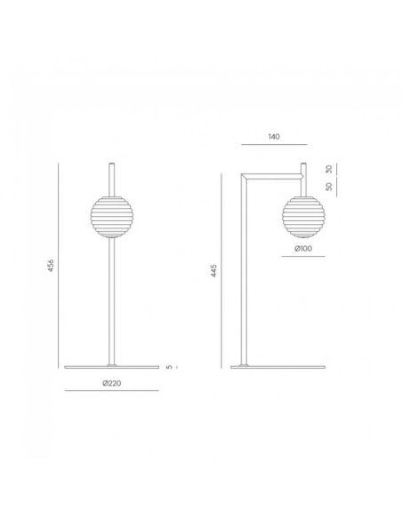 Lámpara sobremesa LED DOUL regulable acabado vidrio y metal oro medidas producto