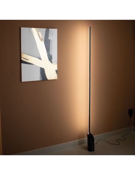 MARMOL Lampadaire Salon 28W 3000K 180cm haut ambiance blanc/noir