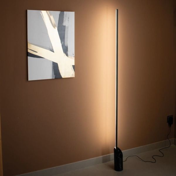 MARMOL Lampadaire Salon 28W 3000K 180cm haut ambiance blanc/noir